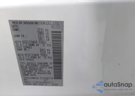 2013 Infiniti Jx35 from USA, damaged, VIN 5N1AL0MM1DC335079